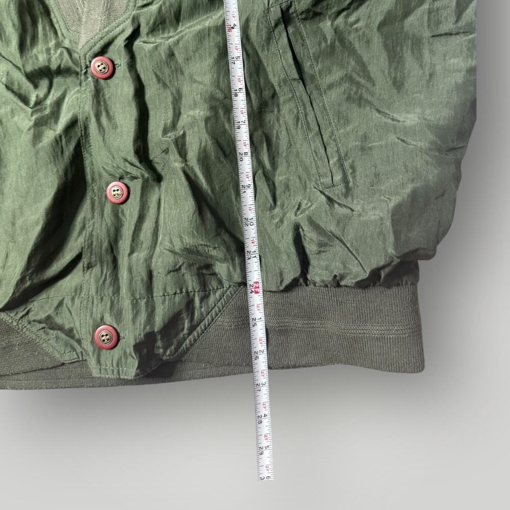 Vintage MONDO by Genea Uomo 100% Silk Bomber Jacket Olive Green XL - Picture 11 of 11